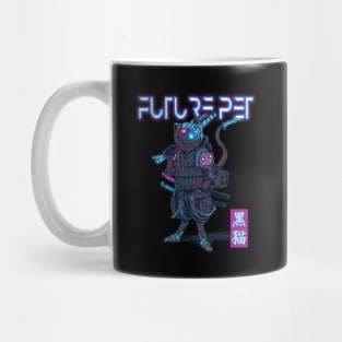 cyberpunk future cat Mug